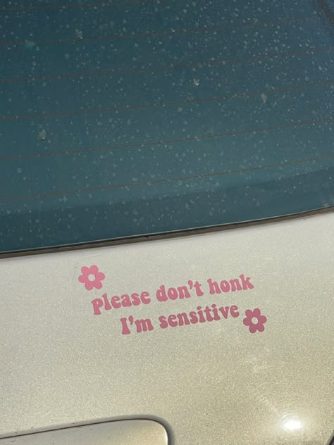 Cute Car Astethic, Car License Aesthetic, Dont Honk At Me Im Sensitive, Girly Car Aesthetic, Y2k Car Stickers, Kawaii Car Stickers, Cute Car Stickers, Car Stickers Aesthetic, Girly Car Decals