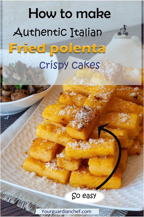 Recipes With Polenta Roll, Fried Polenta Recipes Easy, Mushroom Polenta Recipes, Sliced Polenta Recipes, Polenta Cakes Savory, Sweet Polenta Recipes, Leftover Polenta Recipes, Fried Polenta Fries, Italian Polenta Recipes