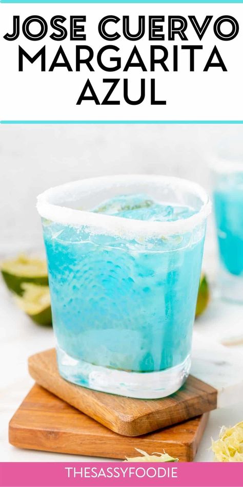 This Jose Cuervo margarita azul recipe is the perfect poolside cocktail recipe for the summer! Amp up a classic, traditional margarita with the sweetness and fruitiness of blue curaçao, giving this margarita its signature blue colour! Whether you like your margaritas frozen or shaken, you will want this one in your summer rotation regularly. Drinks With Jose Cuervo Tequila, Jose Cuervo Drinks Recipes, Jose Cuervo Margarita Mix Recipe, Poolside Cocktails, Blue Margarita Recipe, Jose Cuervo Margarita, Margarita Mix Recipe, Tequila Mixed Drinks, Blue Curacao Liqueur