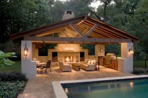 Turn your outdoors into a sanctuary with these very creative pergola designs. Whether free standing or attached, these designs are a great way to improve landsc Pool House With Outdoor Kitchen, Design Per Patio, Pergola Outdoor, Contemporary Patio, Pergola Design, Backyard Pavilion, Outside Living, Pergola Patio, Pergola Designs