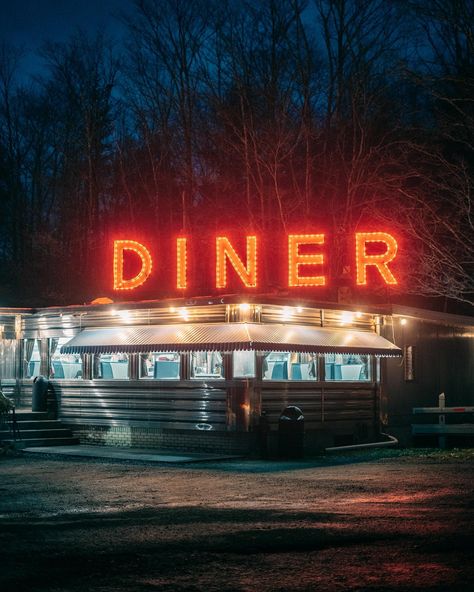 Martindale Chief Diner - Craryville, New York . . . . . #everything_signage #signmongers #signcollective #gas_food_lodging #signgeeks #rous_roadsigns #signofgrime #ig_signage #signhunters #rsa_streetview #ipulledoverforthis #vintage_signage #country_features #mybest_shot #rustlord_unity #wow_america #allterrains_transpo #icu_usa #trb_rural #signsunited #historicpreservation #signlovers #vintagesigns #roadsideamerica #accidentallywesanderson New York Diner Aesthetic, Diner Signage, Echo Narcissus, Diner Photography, Neon Diner, Midnight Drive, Diner Aesthetic, Vintage Signage, American Diner