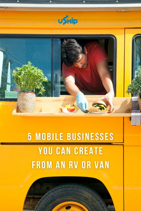 Man serving food from yellow food truck Converted Van, Create A Business, Used Rv, Mobile Business, Creating A Business, Van Conversion, Extra Cash, Mobile Home, Buses