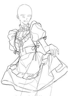 Maid Drawing Base, Maid Pose Reference Drawing, Maid Drawing Reference, Nurse Pose Reference, Body Base Drawing Pose Reference 2 People, Maid Poses Reference, Maid Reference, Maid Pose, Maid Drawing