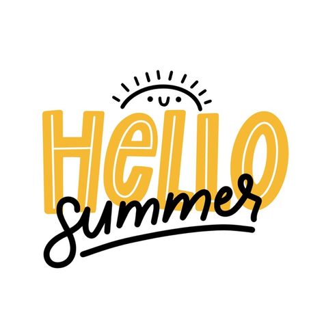 Minimalist hello summer lettering | Free Vector Hello Logo, Summer Lettering, Summer Typography, Summer Font, Summer Logo, Tropical Poster, Sublimacion Ideas, Farmhouse Vibes, Summer Words