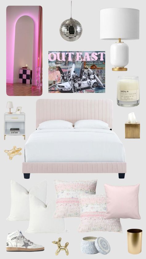 Pink And White Bedroom Decor, Bedroom Apartment Aesthetic, College Room Aesthetic, Chill Bedroom, Dream Teen Bedrooms, Pink And White Bedroom, College Bedroom Apartment, College Bedroom, White Bedroom Decor