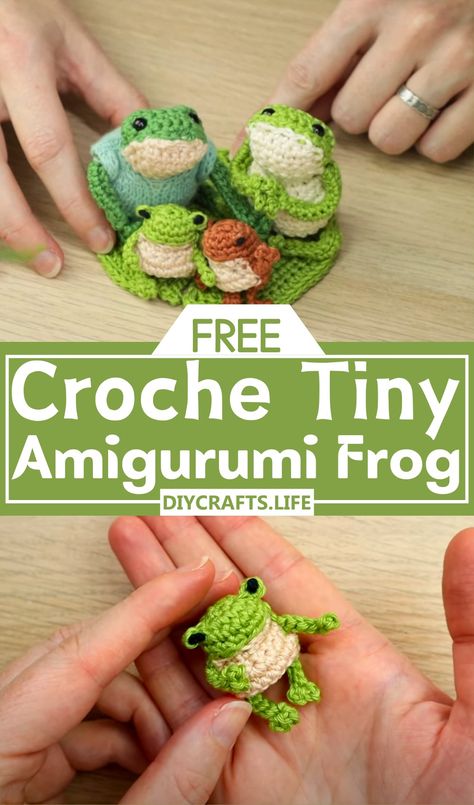 Easy Crochet Miniature Patterns For Different Accessories - DIY Crafts Small And Easy Crochet Ideas, Crochet Frog Doll Pattern Free, Frog Keychain Crochet Pattern, Crochet Mini Keychain Free Pattern, Mini Crochet Projects Ideas, Mini Amigurumi Free Pattern Miniatures, Free Micro Crochet Patterns, Crochet Mini Toys, Tiny Crochet Patterns