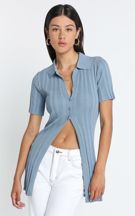 Silver Lake, Ribbed Top, Clothing Dresses, Dusty Blue, Latest Fashion Trends, Designer Dresses, Latest Fashion, Knitted Fabric, Women's Clothing