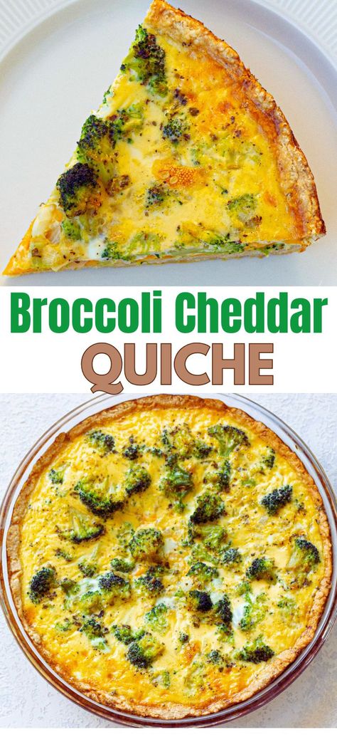 This Broccoli Cheddar Quiche combines ehe flavors of broccoli with melty cheese for a delicious homemade quiche. Easy to make ahead and perfect for a holiday breakfast. Broccoli Cheese Quiche, Quiche Easy, Broccoli Quiche Recipes, Broccoli Cheddar Quiche, Homemade Quiche, Cheddar Quiche, Broccoli Quiche, Brunch Casserole, Cheese Quiche