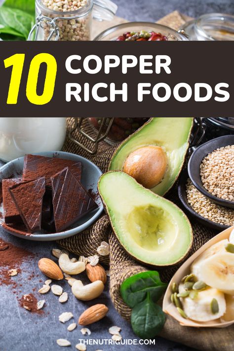 Looking to boost your copper intake and take advantage of its many health benefits? Check out our latest blog post on foods high in copper! From nuts and seeds to seafood and dark chocolate, we've got all the delicious and nutritious options you need to add more copper to your diet. Copper In Food, Foods Rich In Copper, Cooper Rich Foods, Copper Foods High, How To Get More Copper In Your Diet, Low Copper Diet, High Copper Foods, Foods With Copper, Copper Food Sources