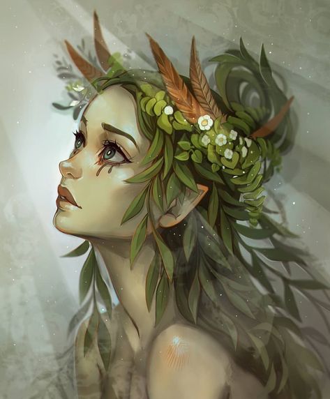 Willow Dryad Character Design > Fantasy > Forest Girl > Nature > Concept Art > Drawing | radittzart Ako Kresliť, Woodland Elf, الفن الرقمي, Art Mignon, Fantasy Forest, Dnd Art, Concept Art Drawing, Arte Sketchbook, Arte Fantasy