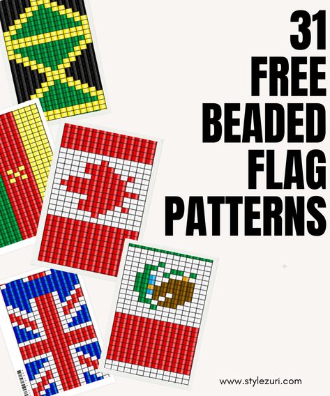 Create stunning beaded fringe earrings with these free beaded flags pattern collection. Explore 31 unique designs inspired by national flags. Perfect for crafters, these beaded patterns are easy to follow.  #BeadedFlags #FreeBeadedPattern #BeadedFlagsPattern Beadwork Patterns Beading Techniques, Fringe Earring Patterns, Beadwork Designs Patterns, Beaded Patterns, Fringe Earring, National Flags, Beaded Fringe Earrings, Loom Bracelet Patterns, Beadwork Designs