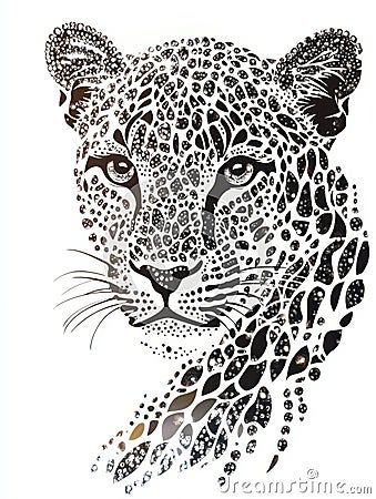 Leopard Illustration Art, Amur Leopard Drawing, Tiger Face Sketch, Leopard Portrait, Leopard Drawing, Bee Artwork, Cheetah Print Wallpaper, Animal Art Projects, Monochromatic Art