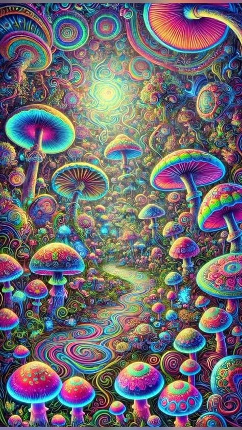 Shroom Drawings, Shroom Room, Trippy Mandala, Collages Wallpaper, Trippy Pictures, Blacklight Posters, Trippy Aesthetic, Mushroom Wallpaper, Art Ideas For Kids