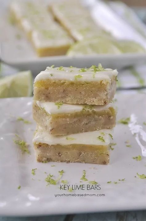 The Best Key Lime Bars | Recipe from Your Homebased Mom Key Lime Bars, Key Lime Pie Bars, Lime Desserts, Lime Punch, Lime Bars, Simple Food, Pecan Recipes, Bar Cookies, Pie Bar