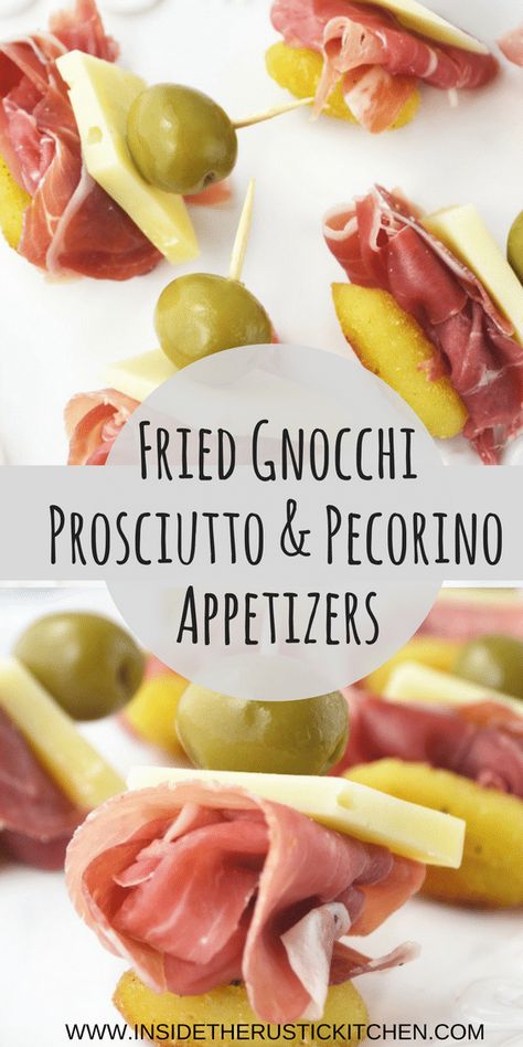 Fried Gnocchi, Prosciutto and Pecorino Appetizers Gnocchi Prosciutto, Gnocchi Appetizer, Fried Gnocchi, Cauliflower Gnocchi, Frozen Cauliflower, Diy Easy Recipes, Christmas 2016, Yummy Appetizers, Appetizers Easy