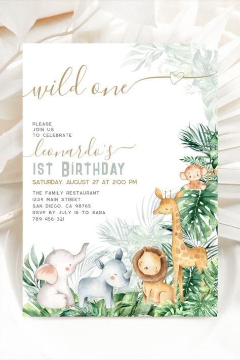 Safari Baby Animals Greenery 1st Birthday Invitation
A little girl is turning one? Of course you’ll celebrate! This Safari Baby Animals design help you plan a great 1st Birthday Party! #birthday #happybirthday #birthdaycards #birthdayparty #firstbirthday #turningone #animals #wildone #safari Dedication Invitations, Safari Baby Animals, Animals Design, Safari Birthday Party, 1st Birthday Invitation, Turning One, Safari Birthday, Safari Baby, 1st Birthday Invitations