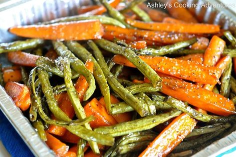 Roasted Carrots And Green Beans, Glazed Roasted Carrots, Balsamic Glazed Carrots, Balsamic Carrots Roasted, Carrots And Green Beans, Grilled Food, Honey Balsamic, Green Bean Recipes, Carrot Recipes