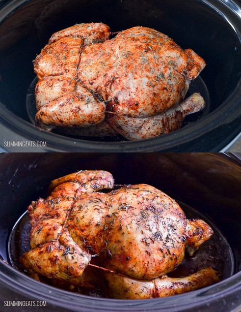 Roast Chicken Slow Cooker, Roast Chicken Crock Pot, Crockpot Whole Chicken Recipes, Crockpot Whole Chicken, Fodmap Slow Cooker, Chicken Crockpot Recipes Healthy, Cooking Whole Chicken, Slow Cooker Recipes Beef, Whole Chicken Recipes