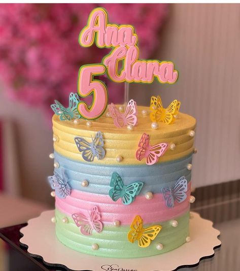 Wave Cake, Candy Birthday Cakes, Butterfly Birthday Cakes, Birthday Cake Decorating Ideas, Smash Cake Girl, Wedding Cake Pictures, Simple Birthday Decorations, Beautiful Cake Designs, Simple Cake Designs