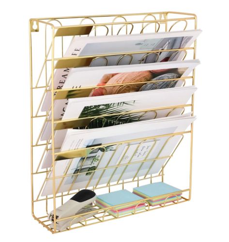 Wall file for an organized mudroom Gold Office Supplies, Wall File Organizer, Wall File Holder, Hanging File Organizer, Wand Organizer, Wall File, Magazine Storage, Gold Office, Folder Organization