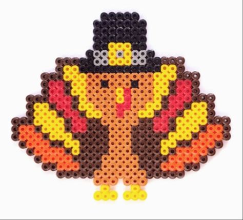 Turkey Perler Bead Patterns, Pearl Beads Pattern, Beads Pattern, Beads Patterns, Perler Crafts, Melty Beads, Bead Ideas, Fuse Beads, Perler Bead Patterns