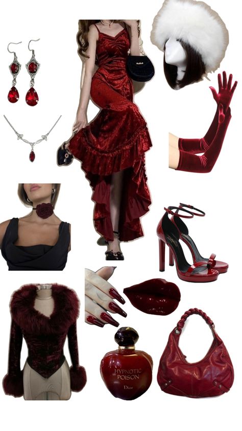 Red Goth Outfits, Preformance Outfits, Old Fashion Dresses, Looks Party, Future Outfit, Event Outfit, Gothic Outfits, Red Outfit, Goth Outfits