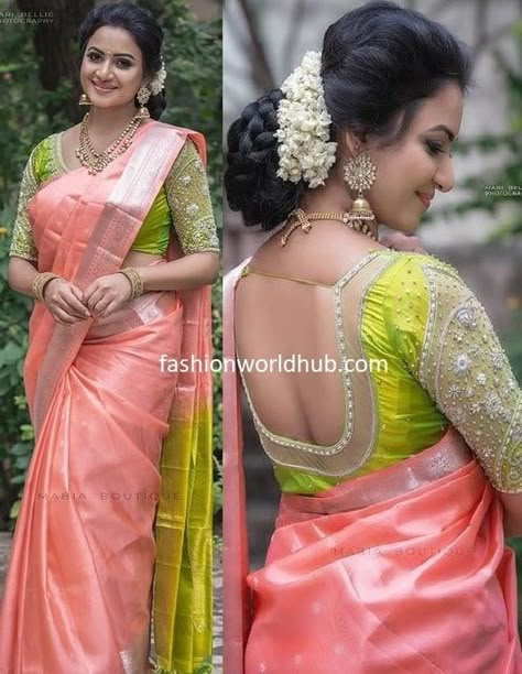 Trending Pastel Colour Kanjeevaram sarees! | Fashionworldhub Pastel Colour Sarees For Wedding, Simple Maggam Work Blouses For Pattu Sarees Pink, Peach Colour Pattu Saree, Pastel Color Silk Sarees, Peach Colour Saree Blouse Combination, Peach Saree Blouse Combination, Pattu Saree Combinations Color Combos, Pastel Pink Saree Contrast Blouse, Pastel Colour Silk Saree