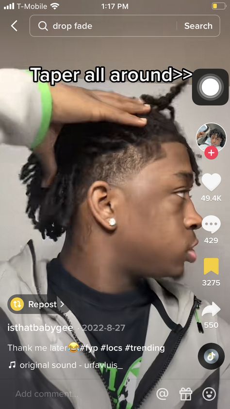 Temp Fade Locs, Drop Fade Locs, Temp Fade, Drop Fade, Thank Me Later, Locs, Hair Inspo, Hairstyles, Hair Styles