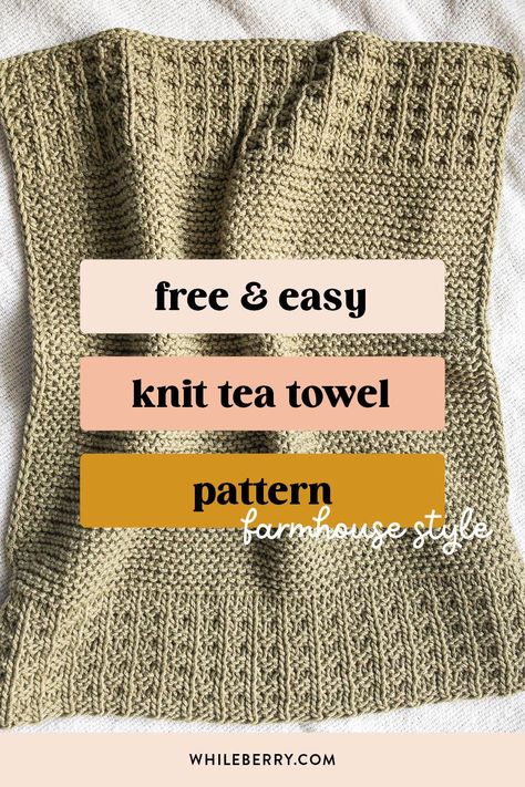 Parsley Tea Towel, Free Dishcloth Knitting Pattern Knit Tea Towel, Knit Kitchen Towel Pattern, Towel Knitting Pattern, Parsley Tea, Quick Knitting Projects, Knitted Washcloth Patterns, Dishcloth Patterns Free, Small Knitting Projects, Modern Knitting Patterns