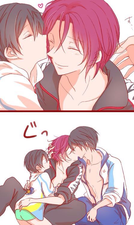 Rinharu Rin x Haru kiss comic (1/3)-->FREE! Rin X Haru, Love Pics, Rin Matsuoka, Free Eternal Summer, Splash Free, Free Iwatobi Swim Club, Free Iwatobi, Eternal Summer, Iwatobi Swim Club