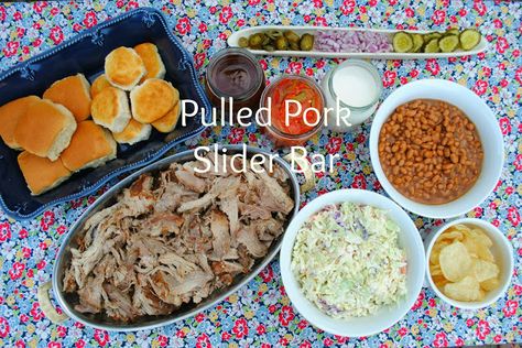 Pulled Pork Slider Bar  #FreshFinds #Cbias #shop @Daisy Stickel Duck Supermarkets Wedding Food Bbq, Pulled Pork Ideas, Pork Ideas, Sandwich Buffet, Bbq Sliders, Bbq Buffet, Slow Cooker Baked Beans, Roast Beef Sandwich, Pulled Pork Sliders