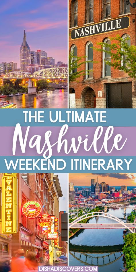 Planning a weekend trip to Nashville? Make sure you get the most out of it with this ultimate itinerary! From music venues and delicious food to outdoor activities, we'll show you how to maximize your time in Music City. So don't miss out - click this pin for all the details about an unforgettable Nashville weekend! nashville weekend trip | nashville weekend trip itinerary nashville couples weekend getaway | weekend in Nashville | 3 days in nashville tennessee | nashville girls weekend getaway Travel To Nashville Tn, Nashville What To Do, Fun Things In Nashville Tn, What To See In Nashville Tn, Downtown Nashville Tennessee, Nashville Itinerary Travel Guide, Weekend Trip To Nashville, Places To Visit In Nashville Tn, Nashville Tennessee Fall