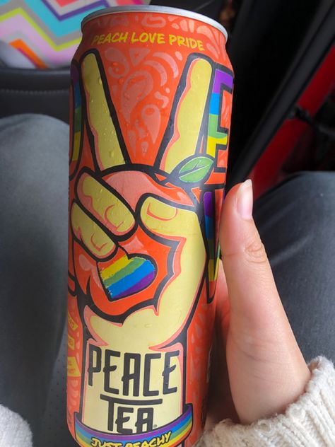 I needed to share this with the world. It tastes like Skittles and Peaches. Peace Tea, Mac Demarco, Random Character, Peach Love, Peach Tea, Love And Pride, Arizona Tea, Book Ideas, Energy Drink Can