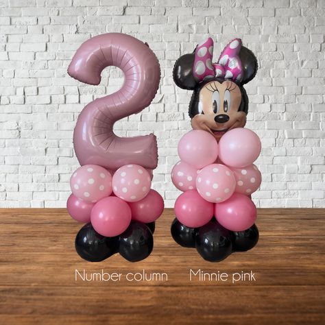 Minnie Mouse Birthday Theme, Minnie Mouse Theme Party, Minnie Mouse Balloons, Minnie Mouse Birthday Party Decorations, Twodles Birthday, Balloon Stand, Minnie Birthday Party, Balloon Stands, Minnie Mouse Pink