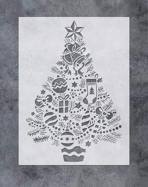 Amazon.com : GSS Designs Christmas Tree Wall Art Stencil - Reusable Stencil(12x16inch) - Christmas Decoration Tree Painting Template for Furniture, Wall, Window, Fabric, Wood(SL-073) : Arts, Crafts & Sewing Christmas Tree Wall Art, Christmas Tree Stencil, Stencil Christmas, Stencil Wall Art, Christmas Tree Template, Christmas Tree Wall, Tree Stencil, Painting Templates, Wall Window