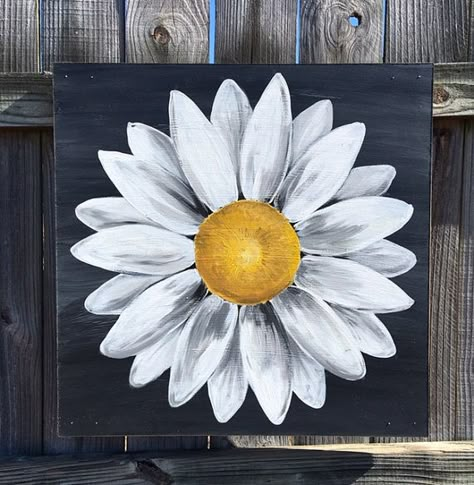 Easy Flower Painting, Acrylic Painting Flowers, Daisy Painting, Soyut Sanat Tabloları, Simple Acrylic Paintings, Arte Inspo, Acrylic Canvas, Flower Canvas, Flower Art Painting