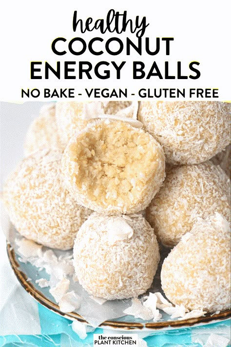 Lemon Energy Balls, Coconut Energy Balls, Conscious Plant Kitchen, Vegan Energy Balls, Coconut Snacks, Preworkout Snack, Energy Bites Recipes, Coconut Protein, Coconut Balls