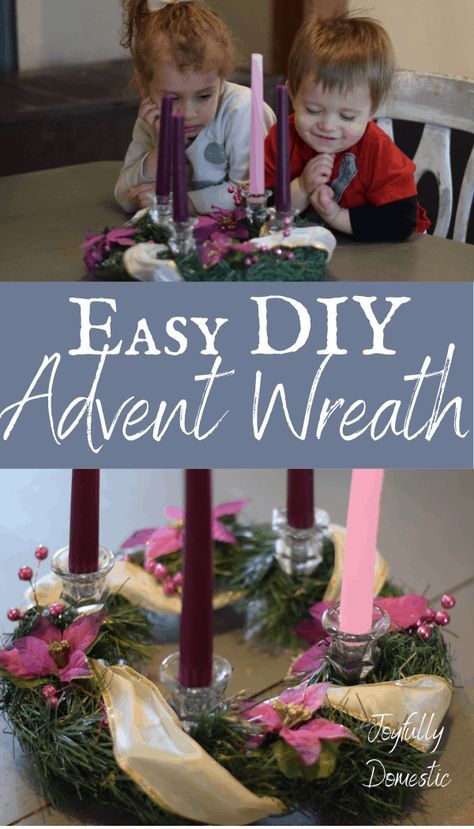 Prepare for the Advent season with this simple DIY Advent Wreath. How to make an Advent Wreath easily at home in under 30 minutes. Catholic Advent wreath. #catholic #faith #advent #liturgical Simple Advent Wreath, Catholic Advent Wreath, Homemade Advent Wreath, Diy Advent Wreath, Catholic Advent, Advent Wreath Diy, Christmas Advent Wreath, Simple Wreath, Catholic Christmas