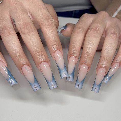 ig: acrylicsbyfatima Nails Light Blue, Band Nails, Professional Manicure, Airbrush Nails, Nail Drills, Simple Acrylic Nails, Blush Nails, Glow Nails, Unique Acrylic Nails