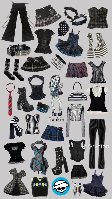 Monster High Aesthetic Outfit, Emo Outfits For Girls, Monster High Halloween Costumes, 6th Form Outfits, Monster High Halloween, Monster High Costume, Monster High Clothes, Monster High Pictures, Frankie Stein