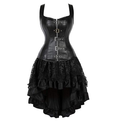 Leather Corset Dress Top Blouse Steampunk Women Bustier Sexy Zipper Fashion Style Exotic Lingerie