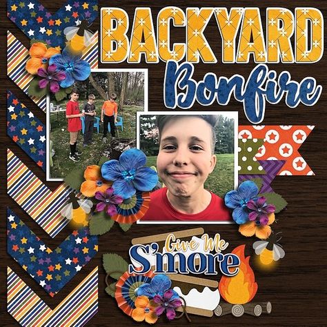 Bonfire Scrapbook Layouts, Campfire Scrapbook Layouts, Scrapbook Retreat, Friends Scrapbook, Scrapbooking Retreats, Backyard Bonfire, Friend Scrapbook, Light Scattering, My Memories