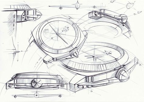 Julien DELCAMBRE on Behance Space Sketches, Watch Sketch, Orthographic Drawing, Watch Drawing, P 51 Mustang, Black Wall Clock, Air Plane, Industrial Design Sketch, Watch Dial