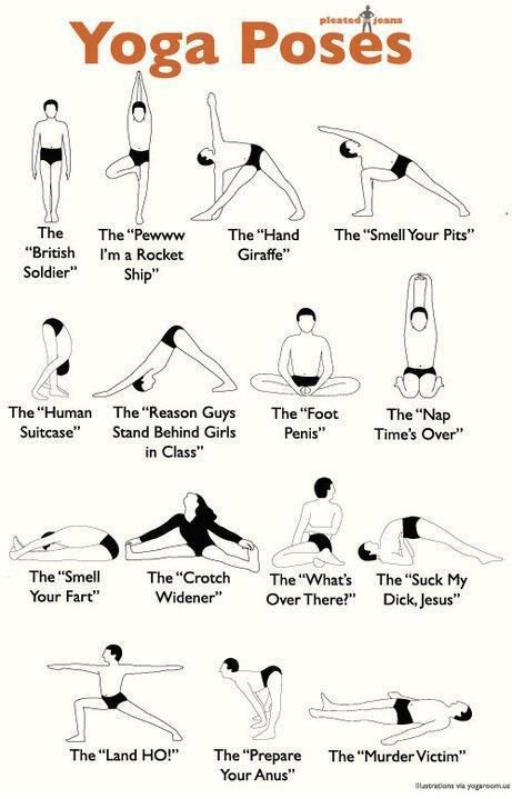 Yoga Posses w names changed for better Funny Yoga Poses, Yoga Poses Chart, Hata Yoga, Yoga Humor, Manipura Chakra, Yoga Beginners, Sup Yoga, Yoga Iyengar, Yoga Posen