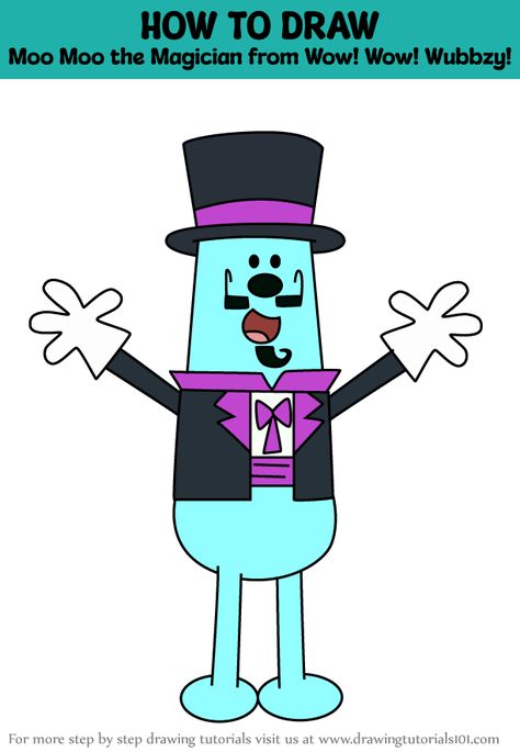 How to Draw Moo Moo the Magician from Wow! Wow! Wubbzy! Wow Wow Wubbzy, Moo Moo, Learn Drawing, Step By Step Drawing, Learn To Draw, Drawing Tutorial, The Magicians, To Draw, Step By Step