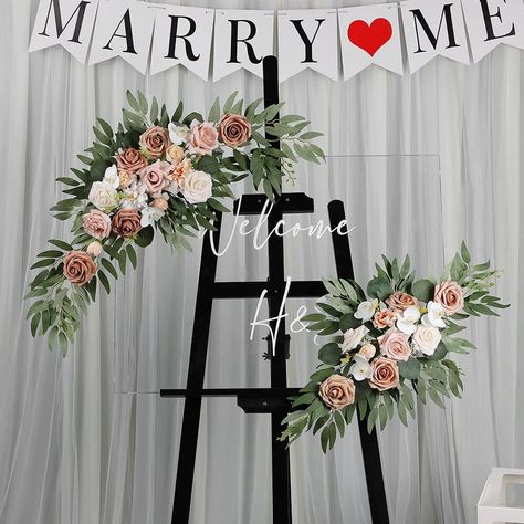 Rose Wedding Arch, Country Wedding Ceremony, Arch Background, Flower Swag, Reception Backdrop, Wedding Backdrop Design, Wedding Arch Flowers, Arch Flowers, Eucalyptus Garland