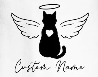 Cat Who Passed Tattoo, Cat Rip Tattoo, Angel Cat Tattoo Pet Memorials, Cat Memorial Tattoo Ideas, Cat With Angel Wings Tattoo, Angel Cat Drawing, Cat With Wings Drawing, Tattoos For Cats That Passed, Cat With Wings Tattoo