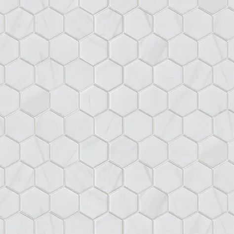 Merola Tile Timeless Hex Calacatta 8-5/8" x 9-7/8" Beveled Porcelain Patterned Wall & Floor Tile | Wayfair Honeycomb Tiles, Mosaic Floor Tiles, Pattern Tile, Best Floor Tiles, Merola Tile, Tile Saw, Fireplace Remodel, Tiles Wall, Mosaic Flooring