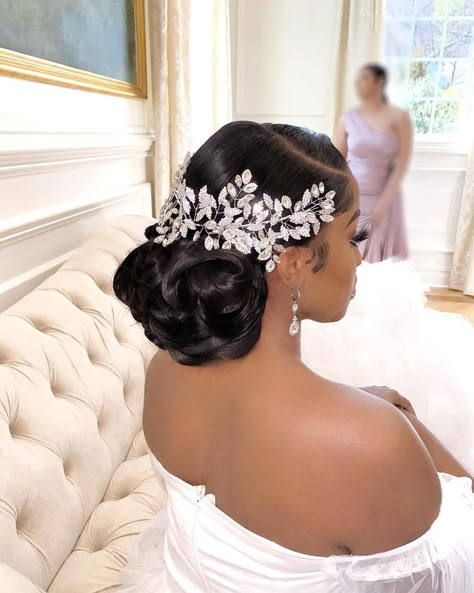 Wedding Hairstyles Black Women Bridesmaids, Wedding Wig Hairstyles, Wedding Veils With Hair Up, Haïr Style For Wedding, Md Hairstyles, Black Bridal Hairstyles, Black Brides Hairstyles, Bride Hairstyles Updo, Black Wedding Hairstyles