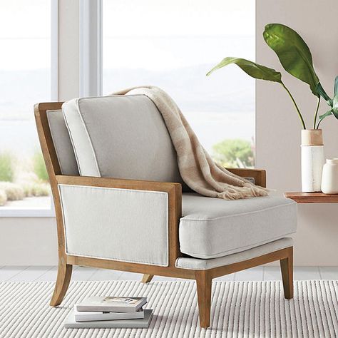 Chair Accent Chairs, Deep Seated Sofa, Rustic Living Room Furniture, Farmhouse Living Room Furniture, Leather Recliner Chair, Members Mark, Cream Fabric, Exposed Wood, Wood Trim